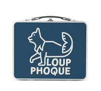 Fabulous Lunch Box Métal Argenté pour Sandwich et Snack - Loup-phoque Humour Animaux Loufoque Jeu de Mot - Boîte à Goûter Aluminium Gamelle Rigide Style Rétro Imprimée en France