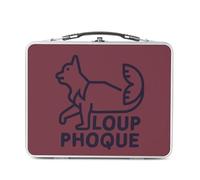 Fabulous Lunch Box Métal Argenté pour Sandwich et Snack - Loup-phoque Humour Animaux Loufoque Jeu de Mot - Boîte à Goûter Aluminium Gamelle Rigide Style Rétro Imprimée en France