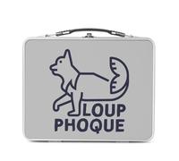 Fabulous Lunch Box Métal Argenté pour Sandwich et Snack - Loup-phoque Humour Animaux Loufoque Jeu de Mot - Boîte à Goûter Aluminium Gamelle Rigide Style Rétro Imprimée en France