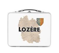 Fabulous Lunch Box Métal Argenté pour Sandwich et Snack - Lozère 48 Département Mende Carte Ancienne Rare - Boîte à Goûter Aluminium Gamelle Rigide Style Rétro Imprimée en France