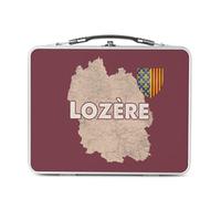 Fabulous Lunch Box Métal Argenté pour Sandwich et Snack - Lozère 48 Département Mende Carte Ancienne Rare - Boîte à Goûter Aluminium Gamelle Rigide Style Rétro Imprimée en France