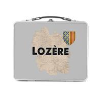 Fabulous Lunch Box Métal Argenté pour Sandwich et Snack - Lozère 48 Département Mende Carte Ancienne Rare - Boîte à Goûter Aluminium Gamelle Rigide Style Rétro Imprimée en France