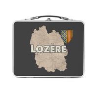 Fabulous Lunch Box Métal Argenté pour Sandwich et Snack - Lozère 48 Département Mende Carte Ancienne Rare - Boîte à Goûter Aluminium Gamelle Rigide Style Rétro Imprimée en France