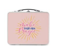 Fabulous Lunch Box Métal Argenté pour Sandwich et Snack - Make Your Own Magic Typographie Message Motivation Positivité - Boîte à Goûter Aluminium Gamelle Rigide Style Rétro Imprimée en France