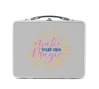 Fabulous Lunch Box Métal Argenté pour Sandwich et Snack - Make Your Own Magic Typographie Message Motivation Positivité - Boîte à Goûter Aluminium Gamelle Rigide Style Rétro Imprimée en France