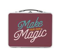 Fabulous Lunch Box Métal Argenté pour Sandwich et Snack - Make your Own Magic Vintage 70's Retro Typo - Boîte à Goûter Aluminium Gamelle Rigide Style Rétro Imprimée en France