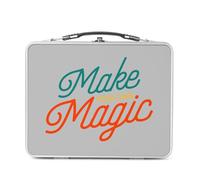 Fabulous Lunch Box Métal Argenté pour Sandwich et Snack - Make your Own Magic Vintage 70's Retro Typo - Boîte à Goûter Aluminium Gamelle Rigide Style Rétro Imprimée en France