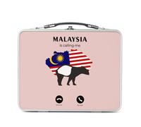 Fabulous Lunch Box Métal Argenté pour Sandwich et Snack - Malaysia Is Calling Me Tapir Flag Travel - Boîte à Goûter Aluminium Gamelle Rigide Style Rétro Imprimée en France