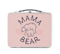 Fabulous Lunch Box Métal Argenté pour Sandwich et Snack - Mama Bear Family Cute Mom - Boîte à Goûter Aluminium Gamelle Rigide Style Rétro Imprimée en France