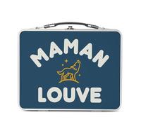 Fabulous Lunch Box Métal Argenté pour Sandwich et Snack - Maman Louve Famille Mignon Animal - Boîte à Goûter Aluminium Gamelle Rigide Style Rétro Imprimée en France