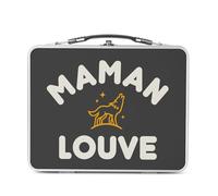 Fabulous Lunch Box Métal Argenté pour Sandwich et Snack - Maman Louve Famille Mignon Animal - Boîte à Goûter Aluminium Gamelle Rigide Style Rétro Imprimée en France