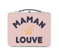 Fabulous Lunch Box Métal Argenté pour Sandwich et Snack - Maman Louve Famille Mignon Animal - Boîte à Goûter Aluminium Gamelle Rigide Style Rétro Imprimée en France