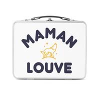 Fabulous Lunch Box Métal Argenté pour Sandwich et Snack - Maman Louve Famille Mignon Animal - Boîte à Goûter Aluminium Gamelle Rigide Style Rétro Imprimée en France