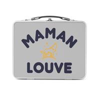 Fabulous Lunch Box Métal Argenté pour Sandwich et Snack - Maman Louve Famille Mignon Animal - Boîte à Goûter Aluminium Gamelle Rigide Style Rétro Imprimée en France