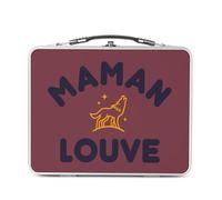 Fabulous Lunch Box Métal Argenté pour Sandwich et Snack - Maman Louve Famille Mignon Animal - Boîte à Goûter Aluminium Gamelle Rigide Style Rétro Imprimée en France