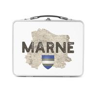 Fabulous Lunch Box Métal Argenté pour Sandwich et Snack - Marne Departement 51 Chalons en Champagne Carte Ancienne - Boîte à Goûter Aluminium Gamelle Rigide Style Rétro Imprimée en France