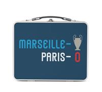 Fabulous Lunch Box Métal Argenté pour Sandwich et Snack - Marseille 1 - Paris 0 Sport Foot Champion Ballon C1 Boîte à Goûter Aluminium Gamelle Rigide Style Rétro Imprimée en France