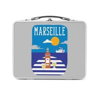 Fabulous Lunch Box Métal Argenté pour Sandwich et Snack - Marseille Pastis Port Ville France Soleil Voyage - Boîte à Goûter Aluminium Gamelle Rigide Style Rétro Imprimée en France