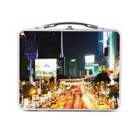 Fabulous Lunch Box Métal Argenté pour Sandwich et Snack - metropole de nuit lumiere traffic - Boîte à Goûter Aluminium Gamelle Rigide Style Rétro Imprimée en France