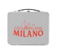 Fabulous Lunch Box Métal Argenté pour Sandwich et Snack - Milano Minimalist Milan Italie Voyage Mode - Boîte à Goûter Aluminium Gamelle Rigide Style Rétro Imprimée en France