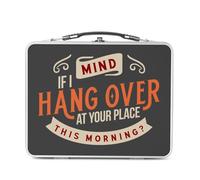 Fabulous Lunch Box Métal Argenté pour Sandwich et Snack - Mind if I Hangover at Your Place Cuite Bar - Boîte à Goûter Aluminium Gamelle Rigide Style Rétro Imprimée en France