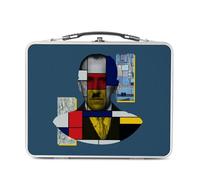Fabulous Lunch Box Métal Argenté pour Sandwich et Snack - Mondrian Collage Art Artiste Peinture Modernisme - Boîte à Goûter Aluminium Gamelle Rigide Style Rétro Imprimée en France