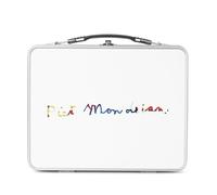 Fabulous Lunch Box Métal Argenté pour Sandwich et Snack - Mondrian Signature Peintre Artiste Cubisme Abstrait De Stijl - Boîte à Goûter Aluminium Gamelle Rigide Style Rétro Imprimée en France