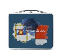 Fabulous Lunch Box Métal Argenté pour Sandwich et Snack - Mondrian Signature Peinture Peintre Artiste Cubism Abstract De Stijl - Boîte à Goûter Aluminium Gamelle Rigide Style Rétro Imprimée en France