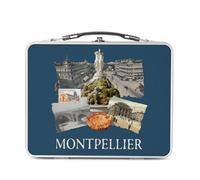 Fabulous Lunch Box Métal Argenté pour Sandwich et Snack - Montpellier Collage Ville France Sud Patrimoine - Boîte à Goûter Aluminium Gamelle Rigide Style Rétro Imprimée en France