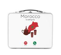 Fabulous Lunch Box Métal Argenté pour Sandwich et Snack - Morocco Is Callling Me Flag Tea Culture - Boîte à Goûter Aluminium Gamelle Rigide Style Rétro Imprimée en France