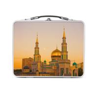 Fabulous Lunch Box Métal Argenté pour Sandwich et Snack - Mosquée Coupole en Or Marbre et Turquoise Monument - Boîte à Goûter Aluminium Gamelle Rigide Style Rétro Imprimée en France