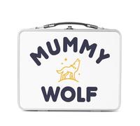Fabulous Lunch Box Métal Argenté pour Sandwich et Snack - Mummy Wolf Family Cute - Boîte à Goûter Aluminium Gamelle Rigide Style Rétro Imprimée en France