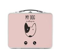 Fabulous Lunch Box Métal Argenté pour Sandwich et Snack - My Dog Is Calling Me Animals Puppy - Boîte à Goûter Aluminium Gamelle Rigide Style Rétro Imprimée en France