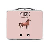 Fabulous Lunch Box Métal Argenté pour Sandwich et Snack - My Horse Is Calling Me Animals Passion - Boîte à Goûter Aluminium Gamelle Rigide Style Rétro Imprimée en France