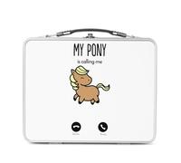 Fabulous Lunch Box Métal Argenté pour Sandwich et Snack - My Pony Is Calling Me Animals Cute - Boîte à Goûter Aluminium Gamelle Rigide Style Rétro Imprimée en France
