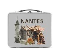 Fabulous Lunch Box Métal Argenté pour Sandwich et Snack - Nantes Collage France Ville Ouest Château - Boîte à Goûter Aluminium Gamelle Rigide Style Rétro Imprimée en France