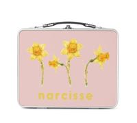 Fabulous Lunch Box Métal Argenté pour Sandwich et Snack - Narcisse Fleurs Illustration Chic Jardin Amour - Boîte à Goûter Aluminium Gamelle Rigide Style Rétro Imprimée en France