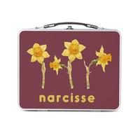 Fabulous Lunch Box Métal Argenté pour Sandwich et Snack - Narcisse Fleurs Illustration Chic Jardin Amour - Boîte à Goûter Aluminium Gamelle Rigide Style Rétro Imprimée en France