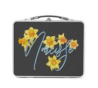 Fabulous Lunch Box Métal Argenté pour Sandwich et Snack - Narcisse Fleurs Minimaliste Chic Jardin Amour - Boîte à Goûter Aluminium Gamelle Rigide Style Rétro Imprimée en France