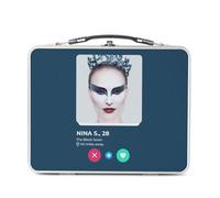 Fabulous Lunch Box Métal Argenté pour Sandwich et Snack - Nina S. The Black Swan Social Network Dating Love - Boîte à Goûter Aluminium Gamelle Rigide Style Rétro Imprimée en France