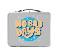 Fabulous Lunch Box Métal Argenté pour Sandwich et Snack - No Bad Days Typographie Message Inspiration Good Vibes Bien Etre - Boîte à Goûter Aluminium Gamelle Rigide Style Rétro Imprimée en France
