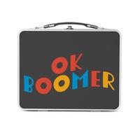 Fabulous Lunch Box Métal Argenté pour Sandwich et Snack - OK Boomer Humour Internet Web Meme - Boîte à Goûter Aluminium Gamelle Rigide Style Rétro Imprimée en France