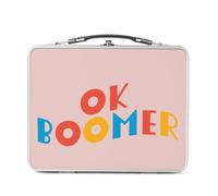 Fabulous Lunch Box Métal Argenté pour Sandwich et Snack - OK Boomer Humour Internet Web Meme - Boîte à Goûter Aluminium Gamelle Rigide Style Rétro Imprimée en France