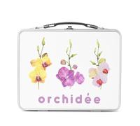 Fabulous Lunch Box Métal Argenté pour Sandwich et Snack - Orchidée Fleurs Minimaliste Aquarelle Chic Jardin Amour - Boîte à Goûter Aluminium Gamelle Rigide Style Rétro Imprimée en France