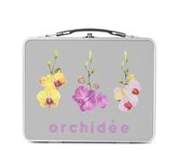 Fabulous Lunch Box Métal Argenté pour Sandwich et Snack - Orchidée Fleurs Minimaliste Aquarelle Chic Jardin Amour - Boîte à Goûter Aluminium Gamelle Rigide Style Rétro Imprimée en France
