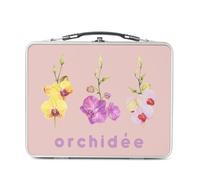 Fabulous Lunch Box Métal Argenté pour Sandwich et Snack - Orchidée Fleurs Minimaliste Aquarelle Chic Jardin Amour - Boîte à Goûter Aluminium Gamelle Rigide Style Rétro Imprimée en France