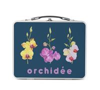 Fabulous Lunch Box Métal Argenté pour Sandwich et Snack - Orchidée Fleurs Minimaliste Aquarelle Chic Jardin Amour - Boîte à Goûter Aluminium Gamelle Rigide Style Rétro Imprimée en France