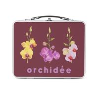Fabulous Lunch Box Métal Argenté pour Sandwich et Snack - Orchidée Fleurs Minimaliste Aquarelle Chic Jardin Amour - Boîte à Goûter Aluminium Gamelle Rigide Style Rétro Imprimée en France
