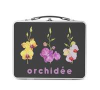 Fabulous Lunch Box Métal Argenté pour Sandwich et Snack - Orchidée Fleurs Minimaliste Aquarelle Chic Jardin Amour - Boîte à Goûter Aluminium Gamelle Rigide Style Rétro Imprimée en France