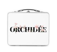 Fabulous Lunch Box Métal Argenté pour Sandwich et Snack - Orchidée Fleurs Minimaliste Chic Jardin Amour - Boîte à Goûter Aluminium Gamelle Rigide Style Rétro Imprimée en France